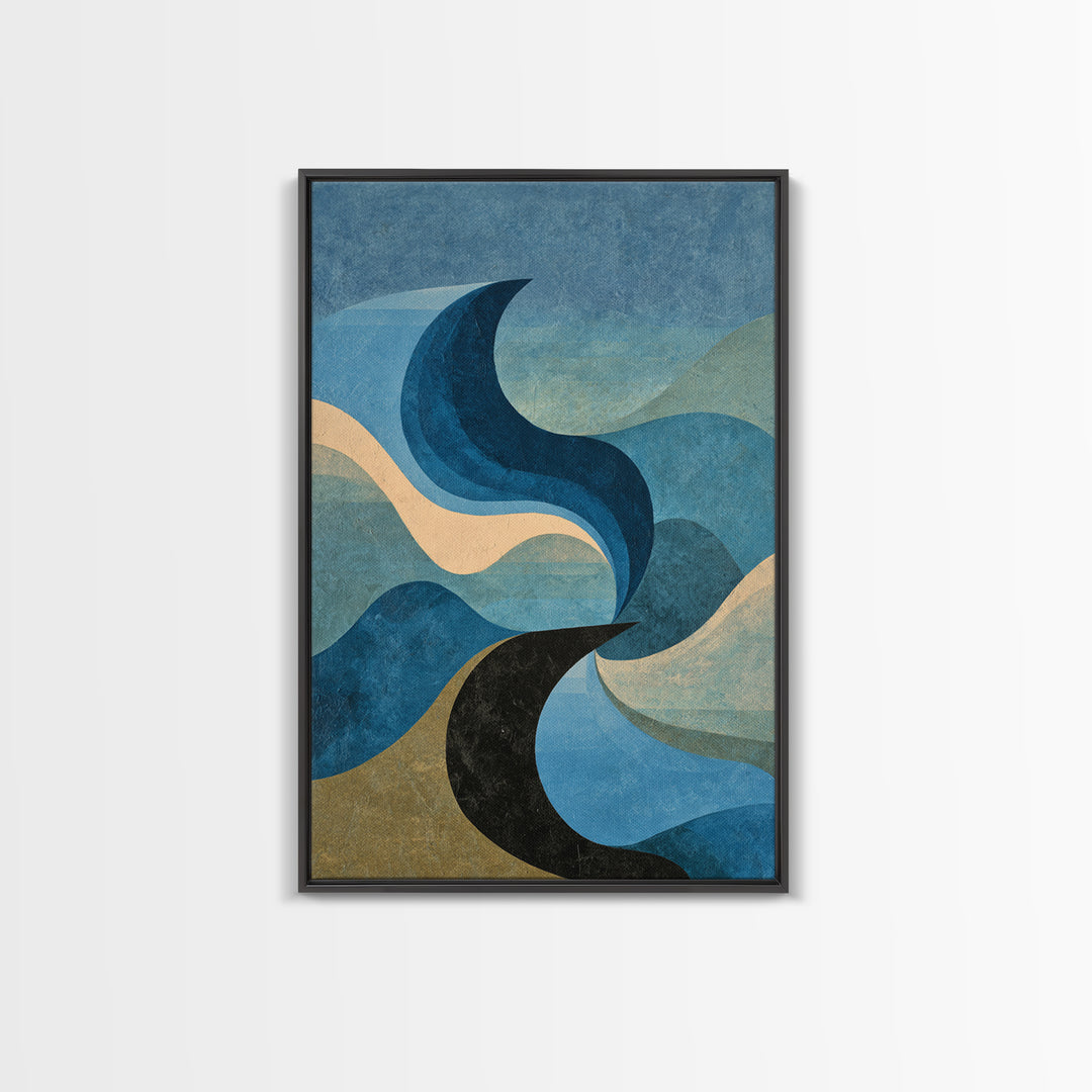 All Blue Ocean Abstraction Canvas Print, Monochrome Art, Poster, Living Room Decor, Fine Art, Mono, Textured Wall Art, MON-2x3-9