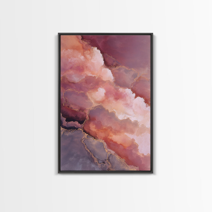 All Pink Cloudscape Framed Canvas Print, Monochrome Art, Gallery Decor, Living Room Decor, Abstract Art, Mono, Contemporary Art, MON-2x3-92