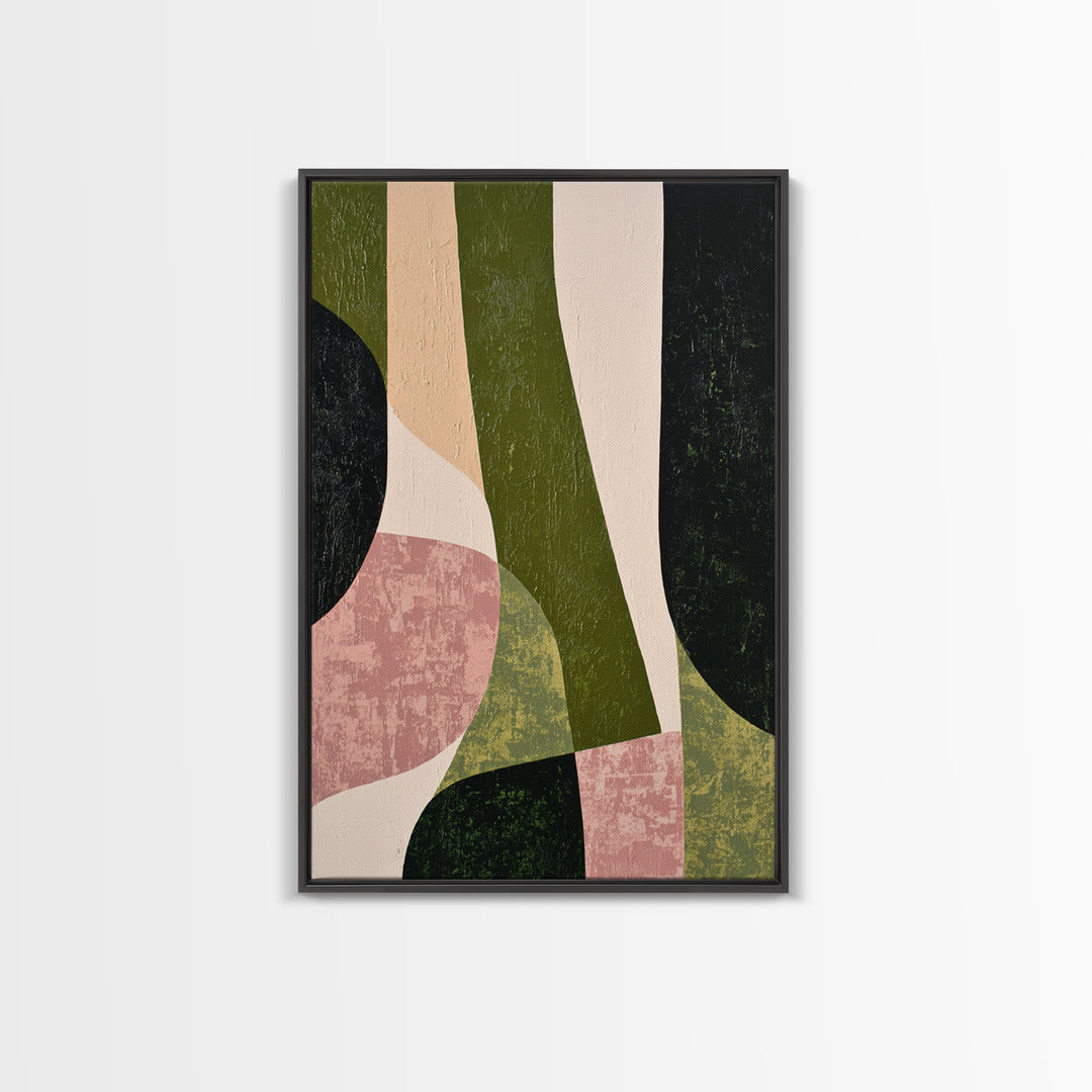 Deep Green Forest Silhouette Study Framed Canvas Print, Monochrome Art, Large Wall Art, Living Room Decor, Fine Art, Mono, MON-2x3-93