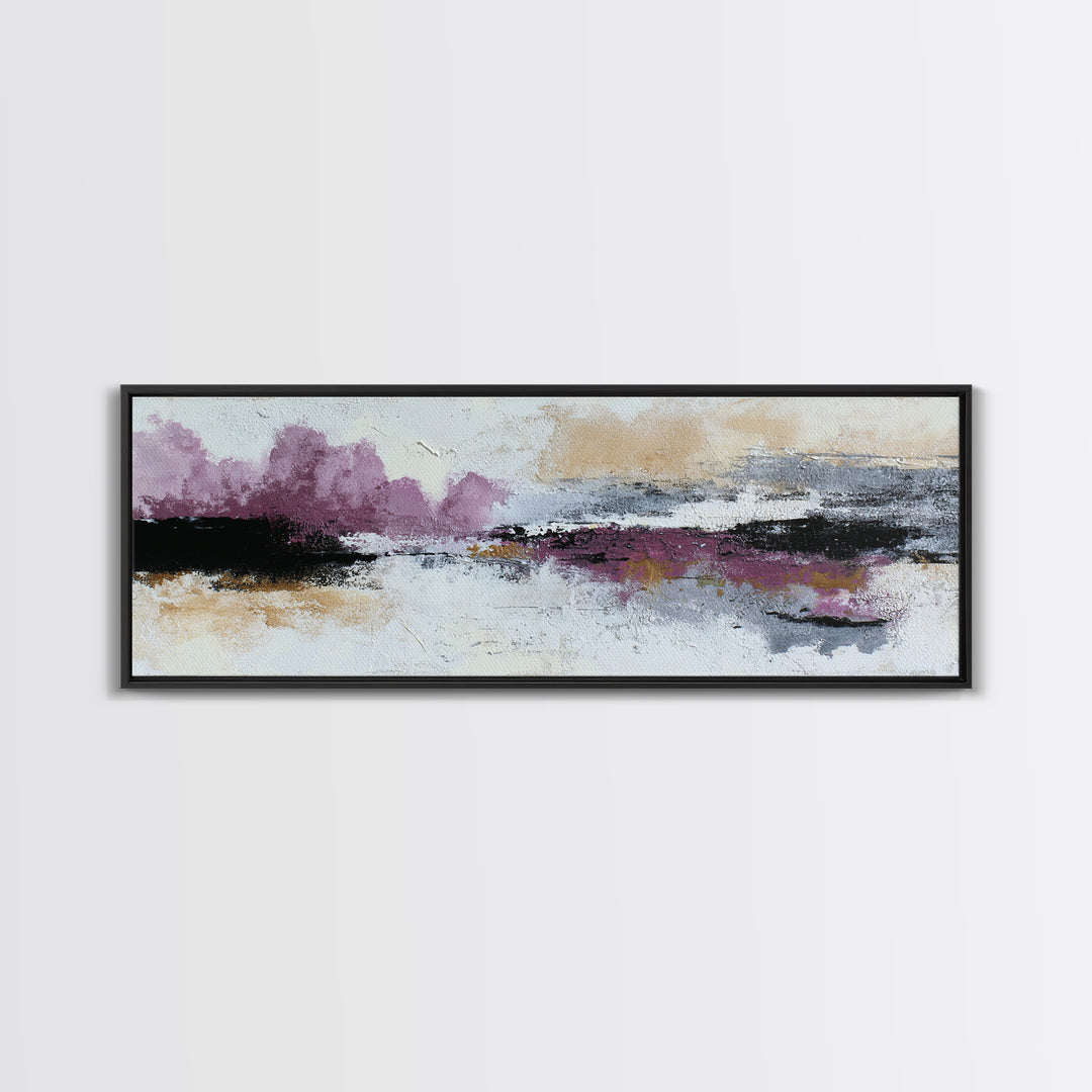 Silver Ocean Moonlight Scene Canvas Print, Monochrome Art, Wallpaper Mural, Living Room Decor, Watercolor Art, Mono, MON-3x1-11