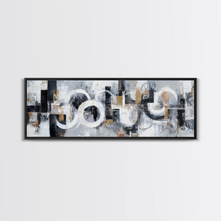 Black and White City Reflection Canvas Print, Monochrome Art, Large Wall Art, Living Room Decor, Mono, Modern Wall Art, MON-3x1-13