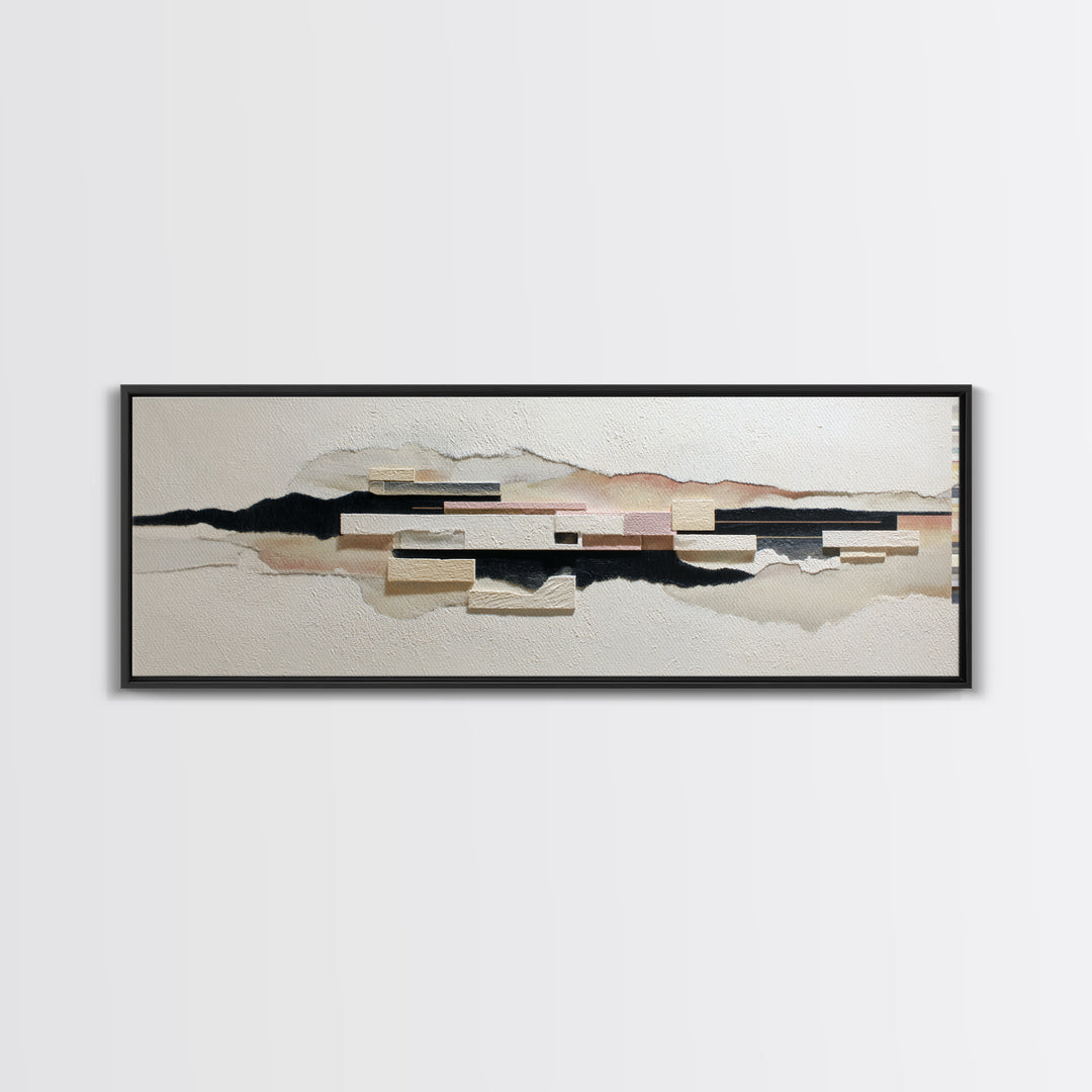 Cream on Cream Minimalist Forms Canvas Print, Monochrome Art, Moody Wall Art, Living Room Decor, Fine Art, Mono, MON-3x1-14