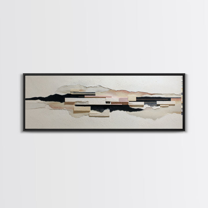Cream on Cream Minimalist Forms Canvas Print, Monochrome Art, Moody Wall Art, Living Room Decor, Fine Art, Mono, MON-3x1-14