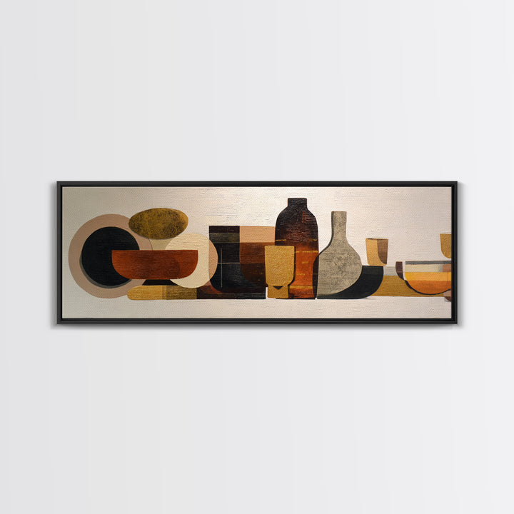 Brown Leather and Whiskey Still Life Framed Canvas Print, Monochrome Art, Modern Art, Living Room Decor, Fine Art, Mono, MON-3x1-15