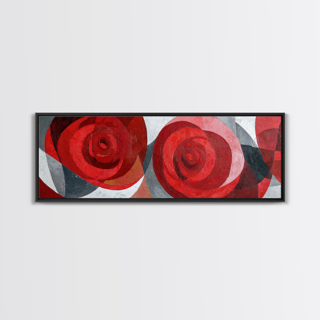 Single Red Rose Rendered Only Framed Canvas Print, Monochrome Art, Statement Artwork, Living Room Decor, Fine Art, Mono, MON-3x1-23