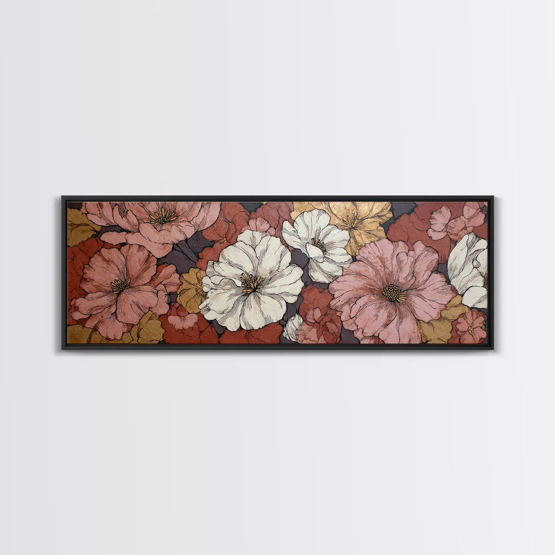 Monochrome Floral Bouquet Canvas Print, Monochrome Art, Printable Wall Art, Living Room Decor, Mono, Dark Academia Decor, MON-3x1-34