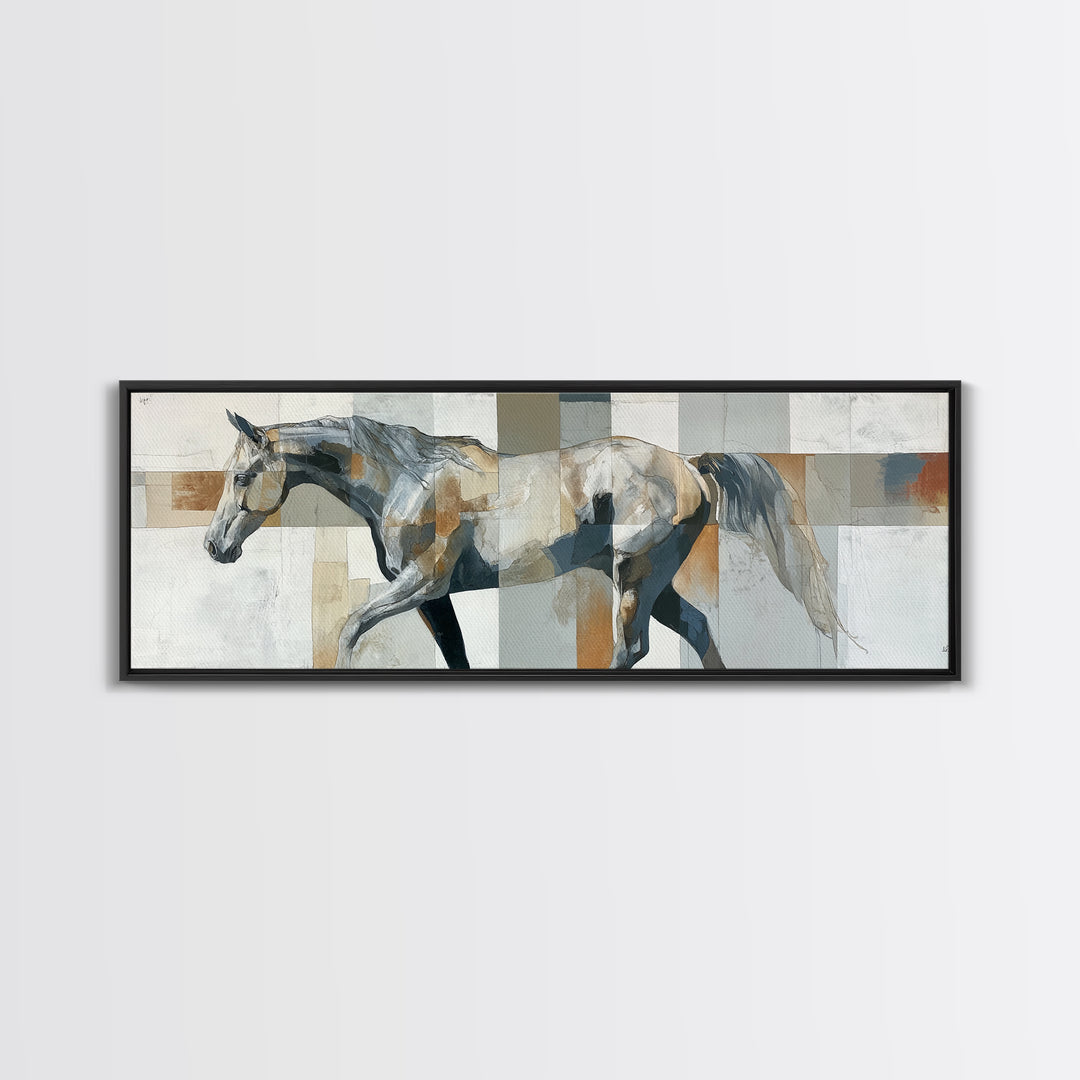Sepia Horse Portrait Canvas Print, Monochrome Art, Textured Wall Art, Living Room Decor, Oil Painting, Mono, Wallpaper Mural, MON-3x1-42