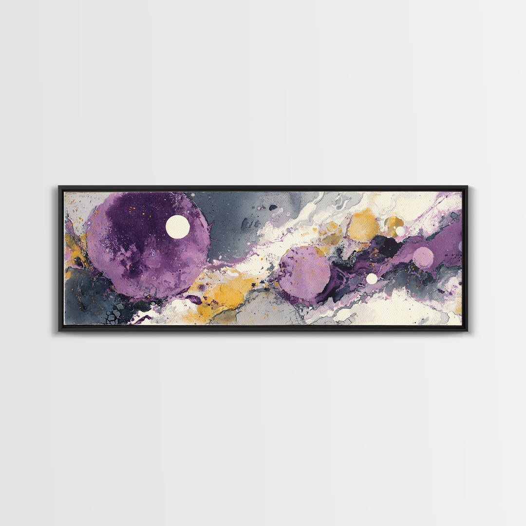 Purple Night Sky Framed Canvas Print, Monochrome Art, Wall Decor, Living Room Decor, Fine Art, Mono, Wall Art, Home Decor, MON-3x1-7