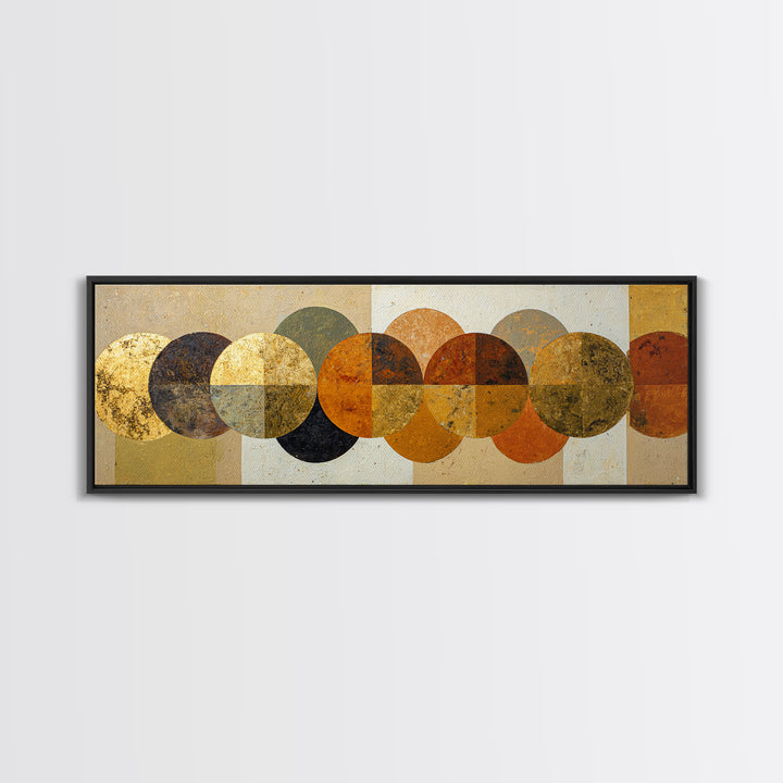 Gold Tonal Sunburst Medallion Canvas Print, Monochrome Art, Poster, Living Room Decor, Fine Art, Mono, Textured Wall Art, MON-3x1-78
