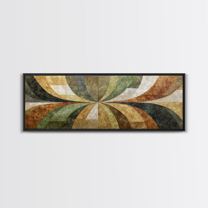 Olive Green Abstract Leaf Pattern Framed Canvas Print, Monochrome Art, Digital Prints, Living Room Decor, Watercolor Art, Mono, MON-3x1-84