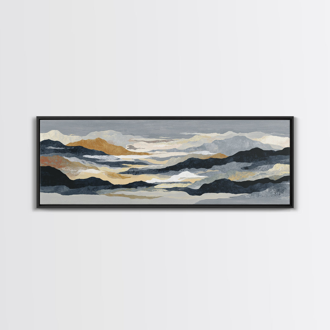Charcoal Mountain Landscape Canvas Print, Monochrome Art, Art Print, Living Room Decor, Fine Art, Mono, Printable Art, MON-3x1-92