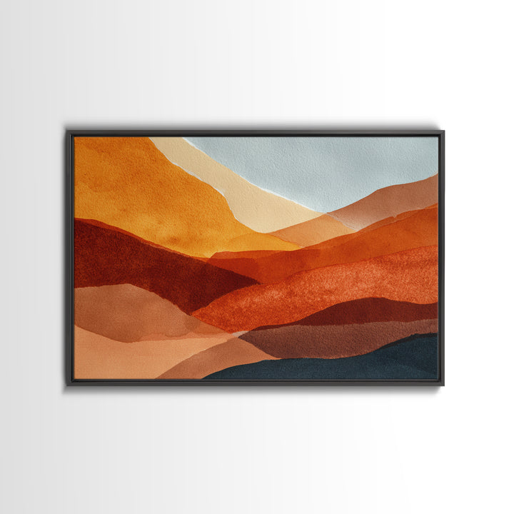 Burnt Orange Canyon Abstraction Framed Canvas Print, Monochrome Art, Textured Wall Art, Living Room Decor, Fine Art, Mono, MON-3x2-20