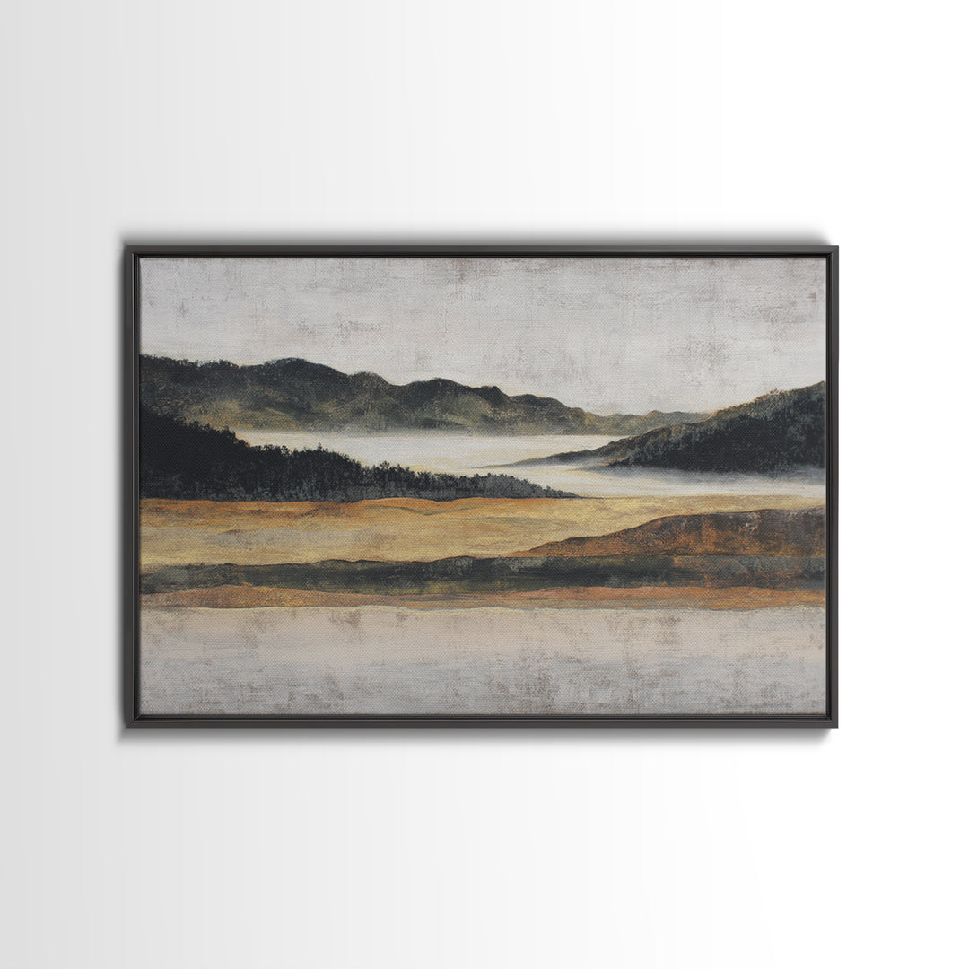 Charcoal Mountain Landscape Canvas Print, Monochrome Art, Printable Art, Living Room Decor, Oil Painting, Mono, MON-3x2-32