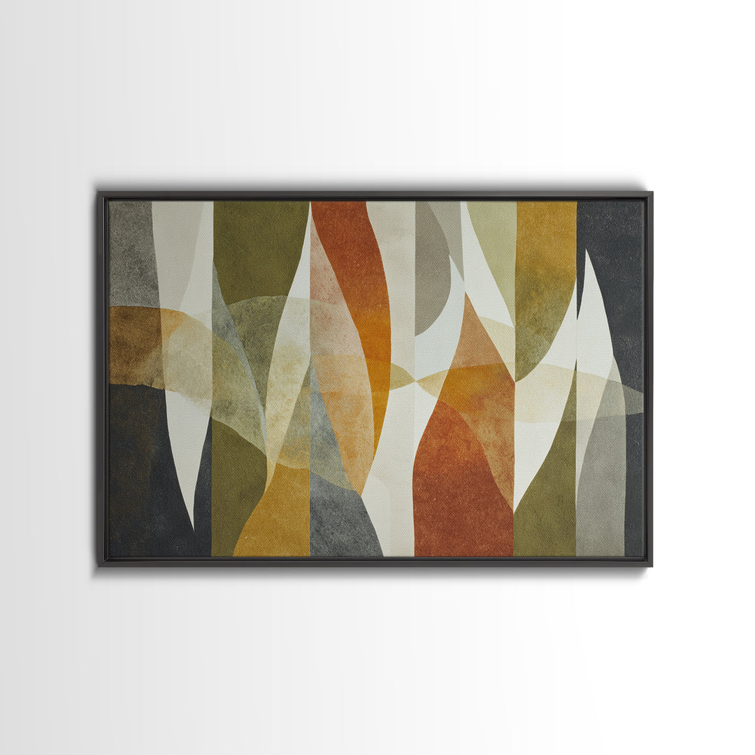 Olive Green Abstract Leaf Pattern Canvas Print, Monochrome Art, Dopamine Decor, Living Room Decor, Fine Art, Mono, Modern Decor, MON-3x2-48