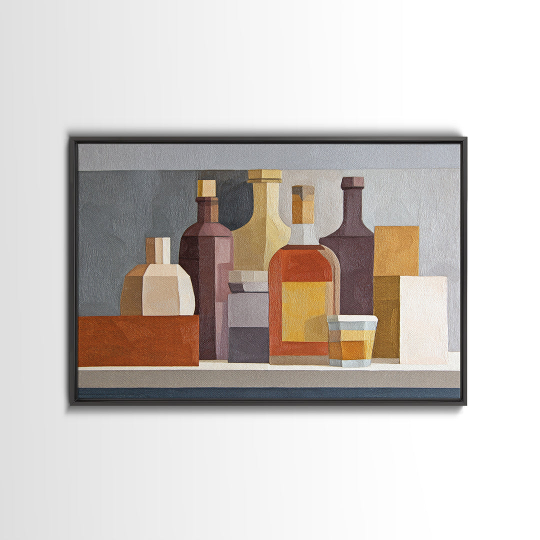 Brown Leather and Whiskey Still Life Canvas Print, Monochrome Art, Bedroom Wall Art, Living Room Decor, Fine Art, Mono, MON-3x2-51