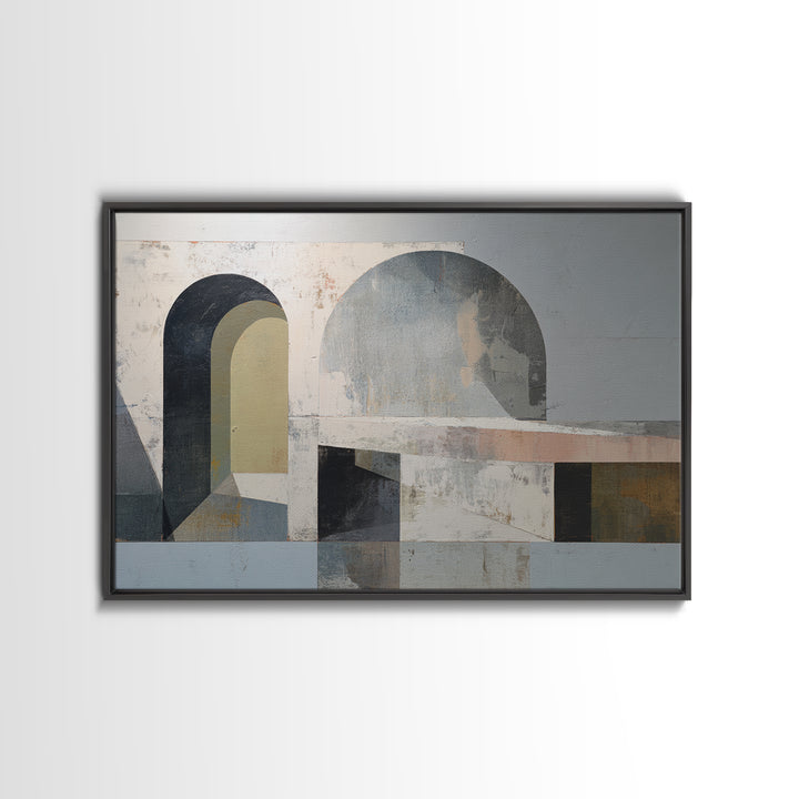 Gray Architectural Arch and Shadow Study Canvas Print, Monochrome Art, Abstract Art, Living Room Decor, Fine Art, Mono, MON-3x2-62