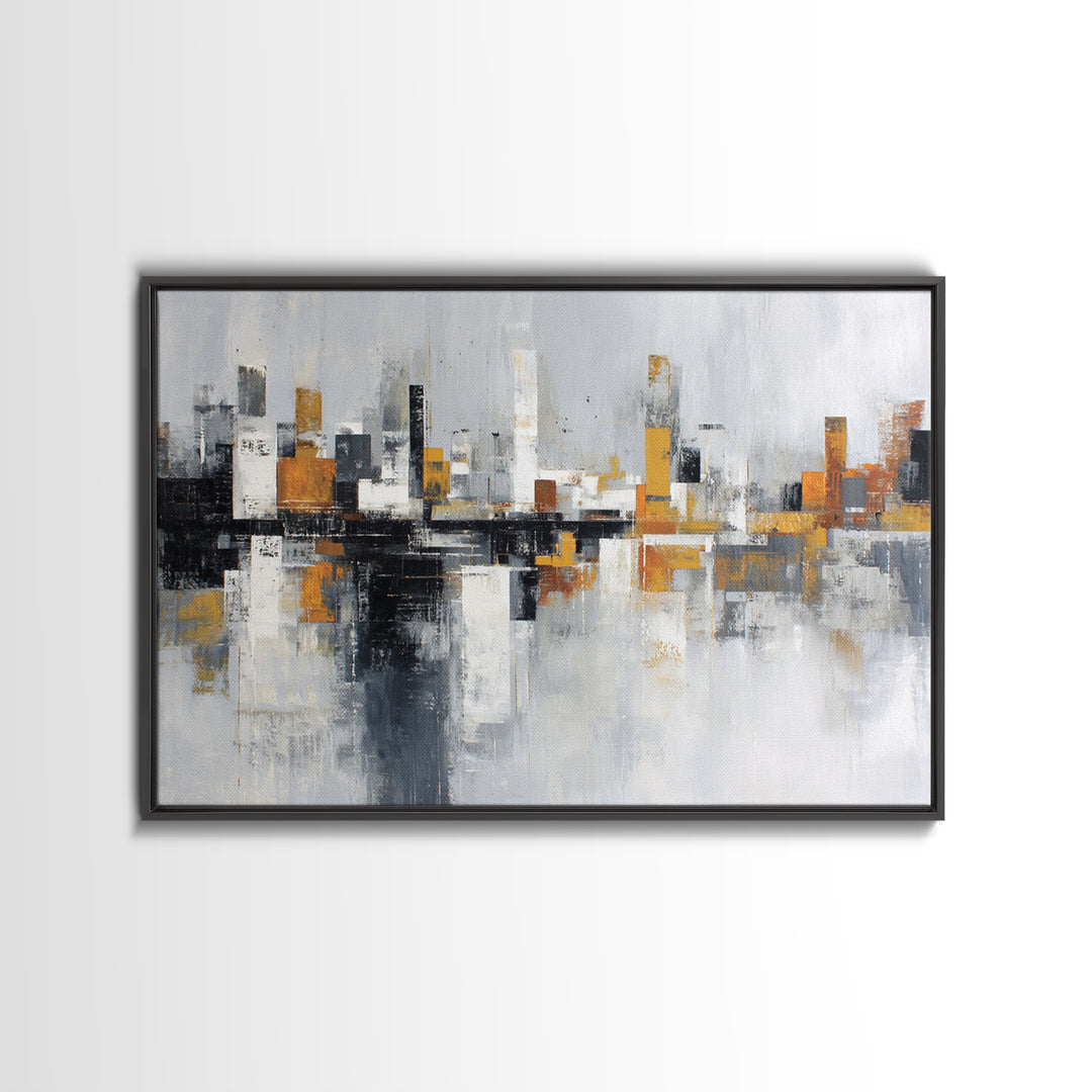 Black and White City Reflection Canvas Print, Monochrome Art, Bird Art, Living Room Decor, Fine Art, Mono, Boho Decor, MON-3x2-73