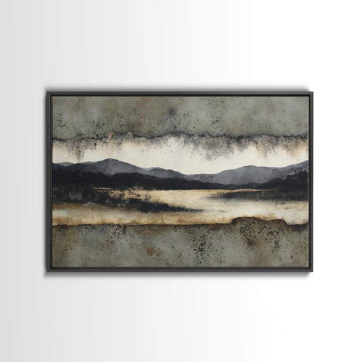 Black Ink Abstract Framed Canvas Print, Monochrome Art, Modern Wall Art, Living Room Decor, Abstract Art, Mono, MON-3x2-82