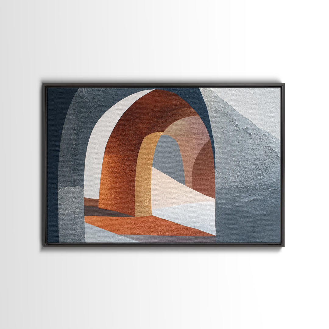 Gray Architectural Arch and Shadow Study Framed Canvas Print, Monochrome Art, Living Room Decor, Fine Art, Mono, Gallery Decor, MON-3x2-86