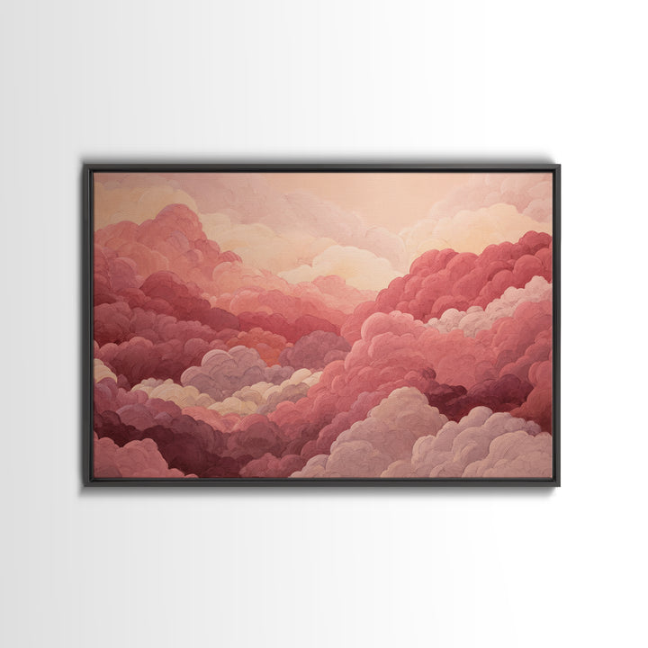 All Pink Cloudscape Canvas Print, Monochrome Art, Boho Decor, Living Room Decor, Fine Art, Mono, Art Print, Digital Art, MON-3x2-88