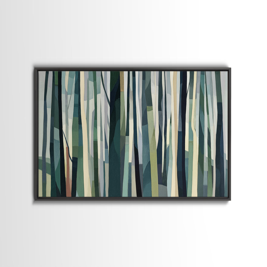 Deep Green Forest Silhouette Study Canvas Print, Monochrome Art, Modern Art, Living Room Decor, Fine Art, Mono, MON-3x2-89