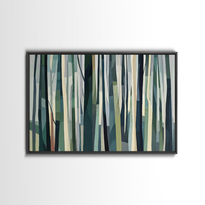 Deep Green Forest Silhouette Study Canvas Print, Monochrome Art, Modern Art, Living Room Decor, Fine Art, Mono, MON-3x2-89
