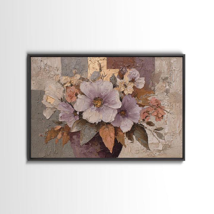 Monochrome Floral Bouquet Canvas Print, Monochrome Art, Boho Wall Art, Living Room Decor, Fine Art, Mono, Neutral Decor, MON-3x2-94