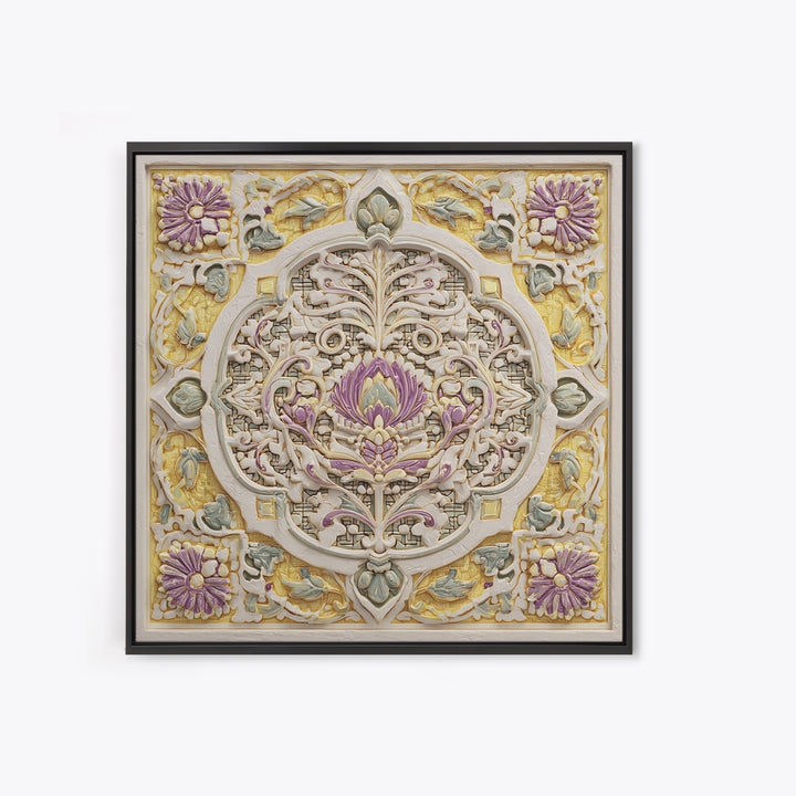 Patterned Door Hardware and Carved Wood Detail Canvas Print, Moroccan Art, Statement Artwork, Living Room Decor, Marrakesh, MOR-1x1-67