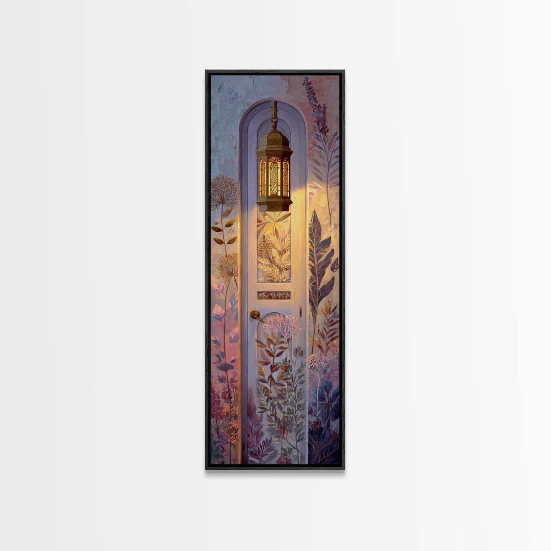 Patterned Door Hardware and Carved Wood Detail Canvas Print, Moroccan Art, Neutral Decor, Living Room Decor, Oil Painting, MOR-1x3-55