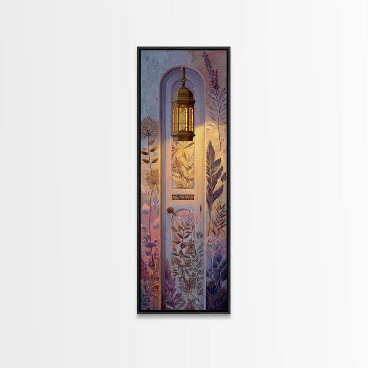 Patterned Door Hardware and Carved Wood Detail Canvas Print, Moroccan Art, Neutral Decor, Living Room Decor, Oil Painting, MOR-1x3-55