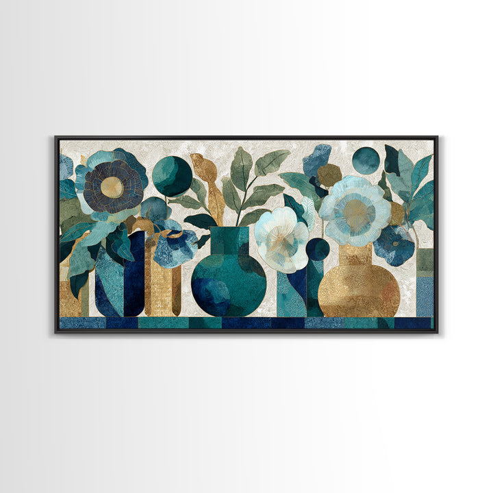 Henna Floral Ornament Pattern Canvas Print, Moroccan Art, Luxury Decor, Living Room Decor, Oil Painting, Marrakesh, Printable, MOR-2x1-4