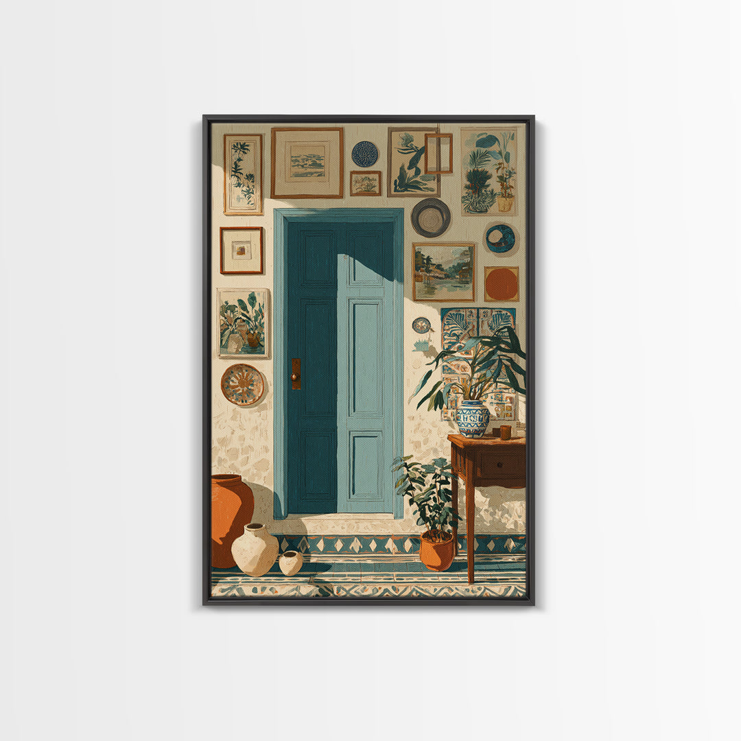 Patterned Door Hardware and Carved Wood Detail Canvas Print, Moroccan Art, Living Room Rug, Living Room Decor, Marrakesh, MOR-2x3-51