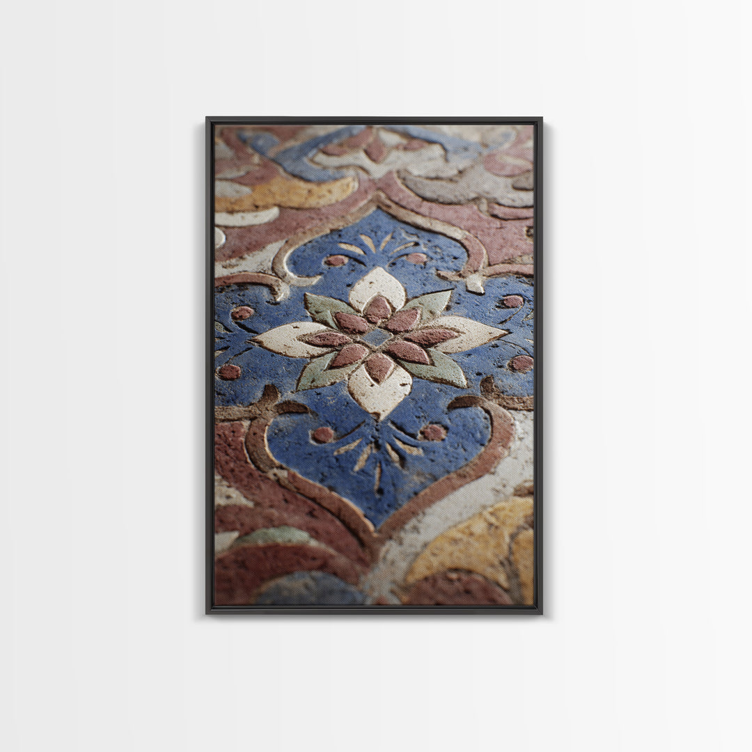 Islamic Geometric Rosette Framed Canvas Print, Moroccan Art, Moroccan Decor, Living Room Decor, Fine Art, Marrakesh, MOR-2x3-68