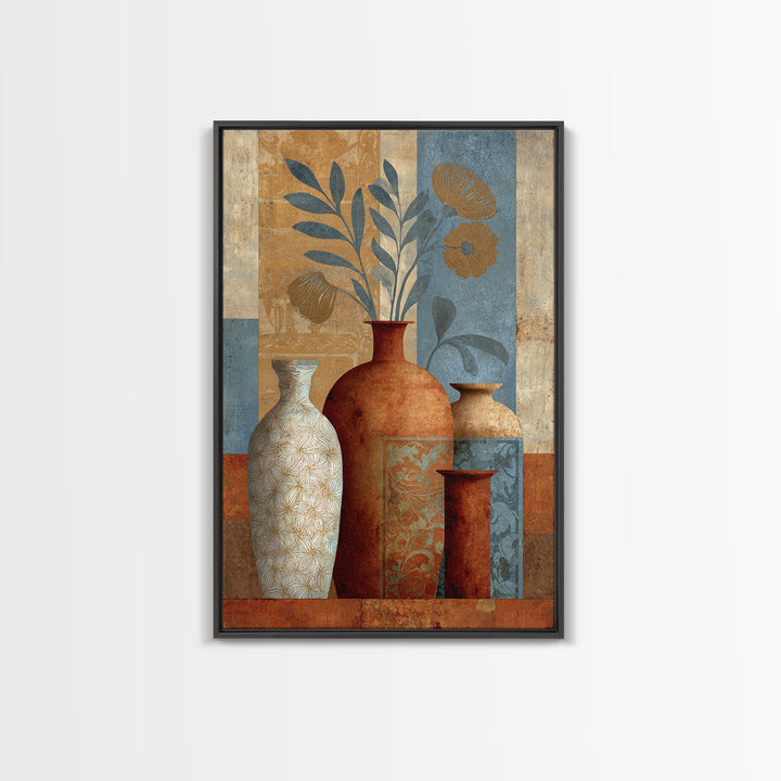 Henna Floral Ornament Pattern Framed Canvas Print, Moroccan Art, Neutral Wall Art, Living Room Decor, Fine Art, Marrakesh, MOR-2x3-88