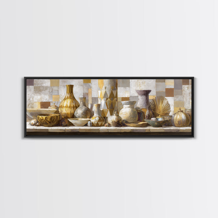Gold Geometric Sunburst Framed Canvas Print, Moroccan Art, Textured Painting, Living Room Decor, Fine Art, Marrakesh, MOR-3x1-64