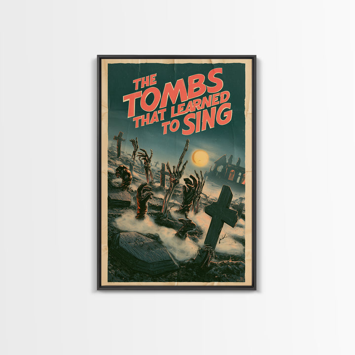 The Tombs That Learned To Sing, English Language Horror Movie Poster, Giallo Horror Art, Gothic Cinema Wall Art, Canvas Print
