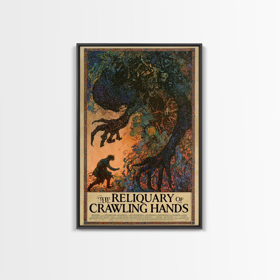The Reliquary Of Crawling Hands, English Language Horror Movie Poster, Stained Glass Gothic Art, Classic Monster Poster, Horror Wall Decor