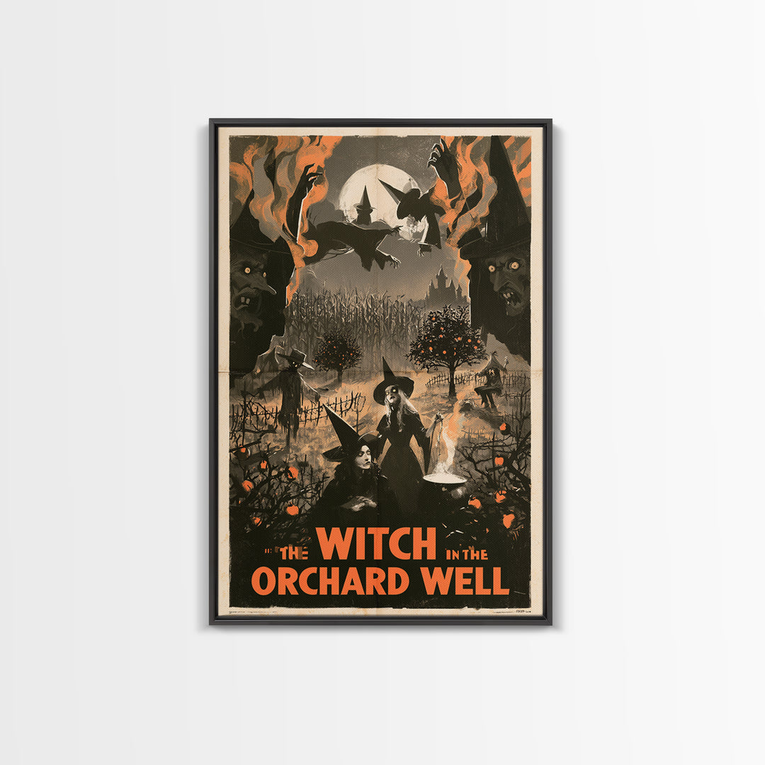 The Witch In The Orchard Well, English Language Horror Movie Poster, 1930s Horror Art, Gothic Cinema Wall Art, Canvas Print