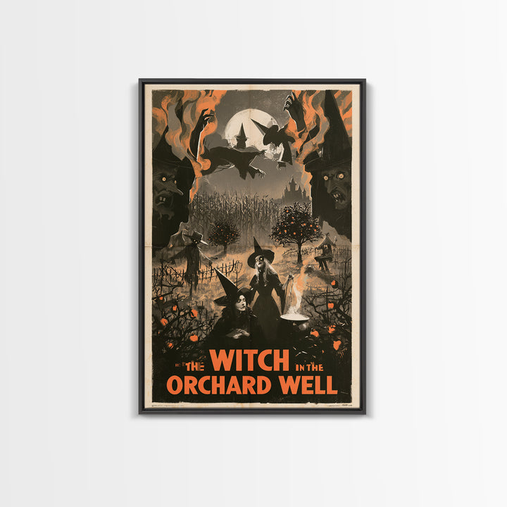 The Witch In The Orchard Well, English Language Horror Movie Poster, 1930s Horror Art, Gothic Cinema Wall Art, Canvas Print