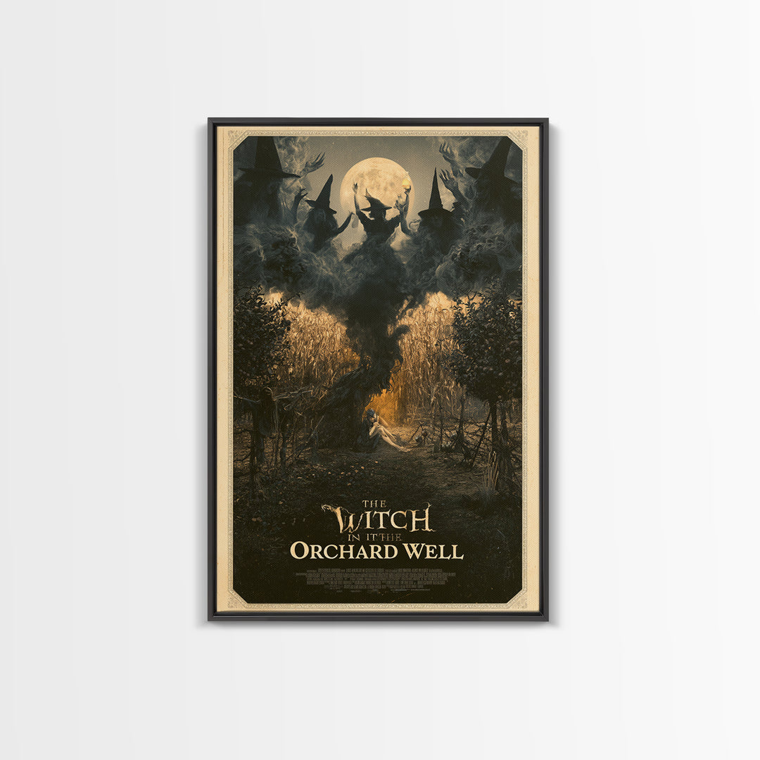 The Witch In The Orchard Well, English Language Horror Movie Poster, Gothic Nightmare Art, Retro Horror Movie Art, Canvas Print