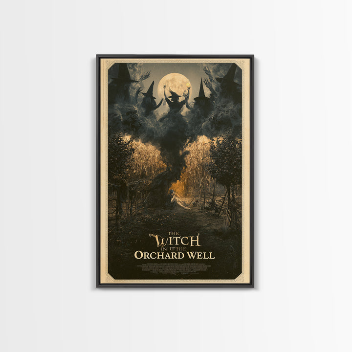 The Witch In The Orchard Well, English Language Horror Movie Poster, Gothic Nightmare Art, Retro Horror Movie Art, Canvas Print