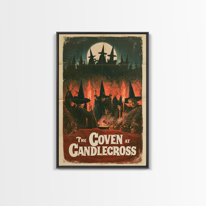 The Coven At Candlecross, English Language Horror Movie Poster, 1960s Horror Art, Retro Horror Movie Art, Framed Canvas Print