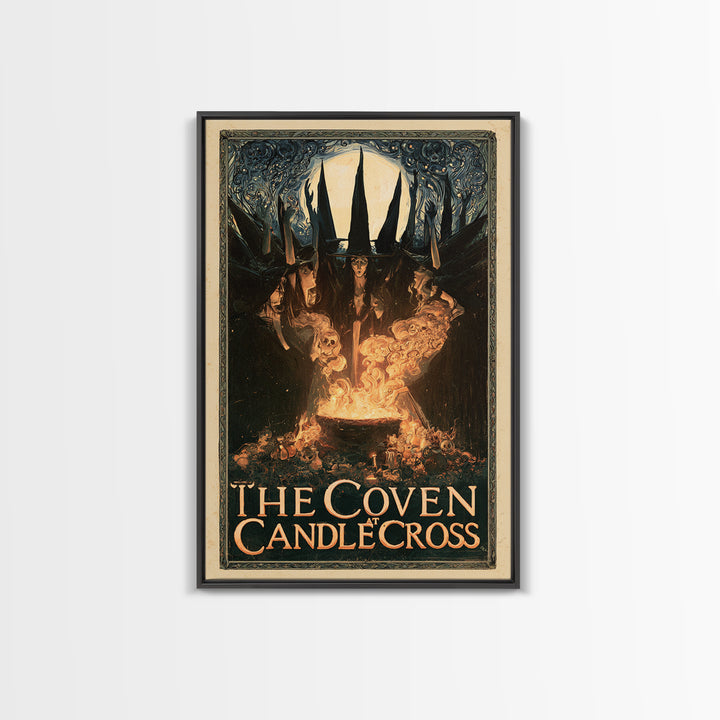The Coven At Candlecross, English Language Horror Movie Poster, Stained Glass Gothic Art, Cult Horror Poster, Canvas Print