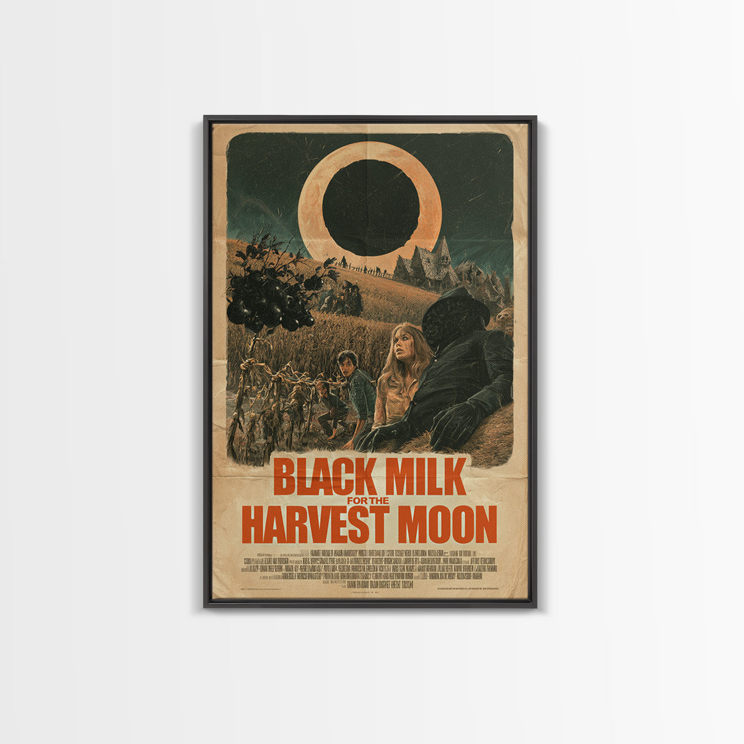 Black Milk For The Harvest Moon, English Language Horror Movie Poster, Giallo Horror Art, Gothic Cinema Wall Art, Canvas Print