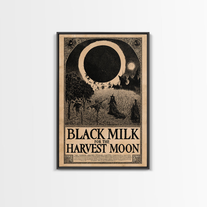 Black Milk For The Harvest Moon, English Language Horror Movie Poster, Decadent Line Art, Classic Monster Poster, Canvas Print