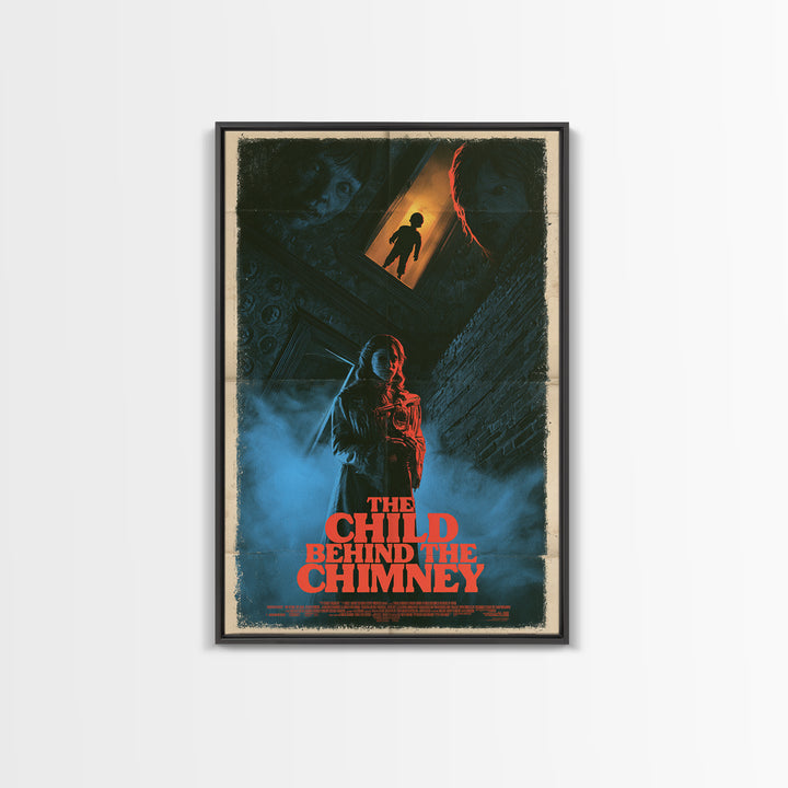 The Child Behind The Chimney, English Language Horror Movie Poster, 1980s Vhs Nightmare Cover Inspired Art, Cult Horror Poster, Canvas Print