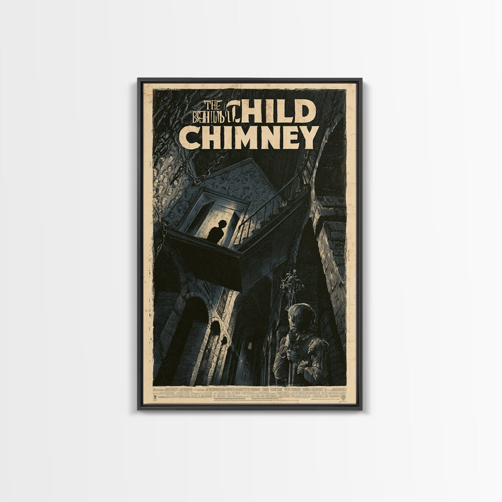 The Child Behind The Chimney, English Language Horror Movie Poster, Architectural Etching Art, Classic Monster Poster