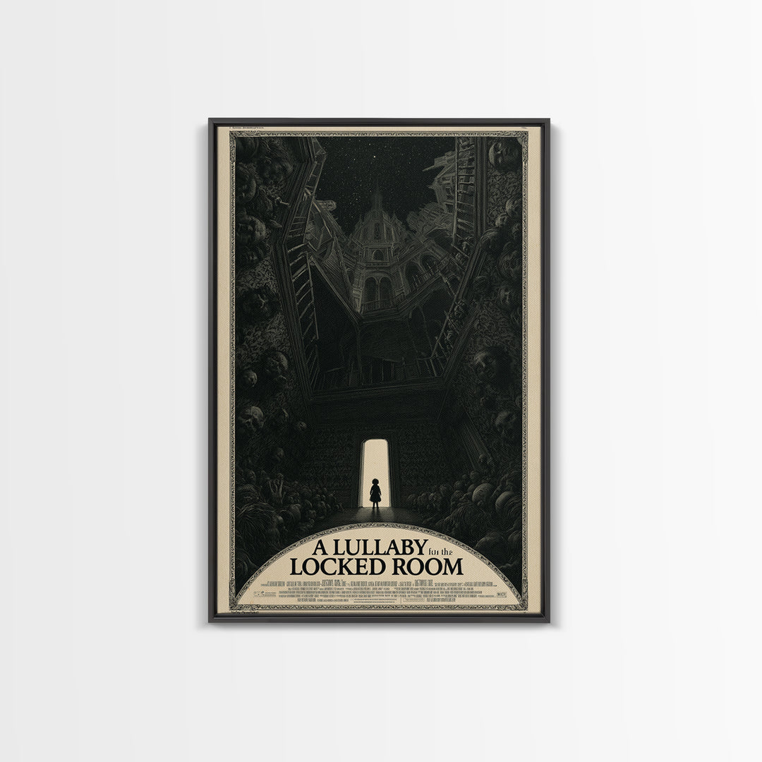 A Lullaby For The Locked Room, English Language Horror Movie Poster, Gothic Engraving Art, Retro Horror Movie Art, Canvas Print