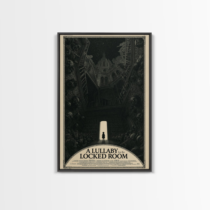 A Lullaby For The Locked Room, English Language Horror Movie Poster, Gothic Engraving Art, Retro Horror Movie Art, Canvas Print