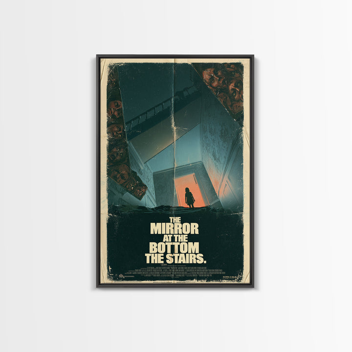 The Mirror At The Bottom Of The Stairs, English Language Horror Movie Poster, 1970s Horror Art, Cult Horror Poster, Framed Canvas Print